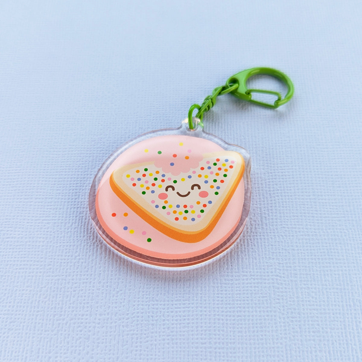 Kawaii fairy bread acrylic keychain by Sarah Epstein Studio.