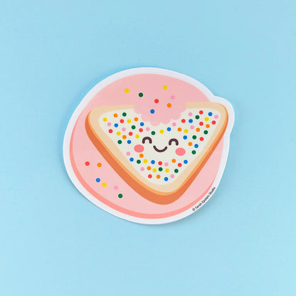 Kawaii fairy bread die-cut vinyl sticker by Sarah Epstein Studio.