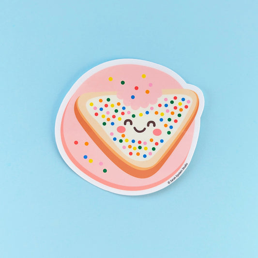Kawaii fairy bread die-cut vinyl sticker by Sarah Epstein Studio.