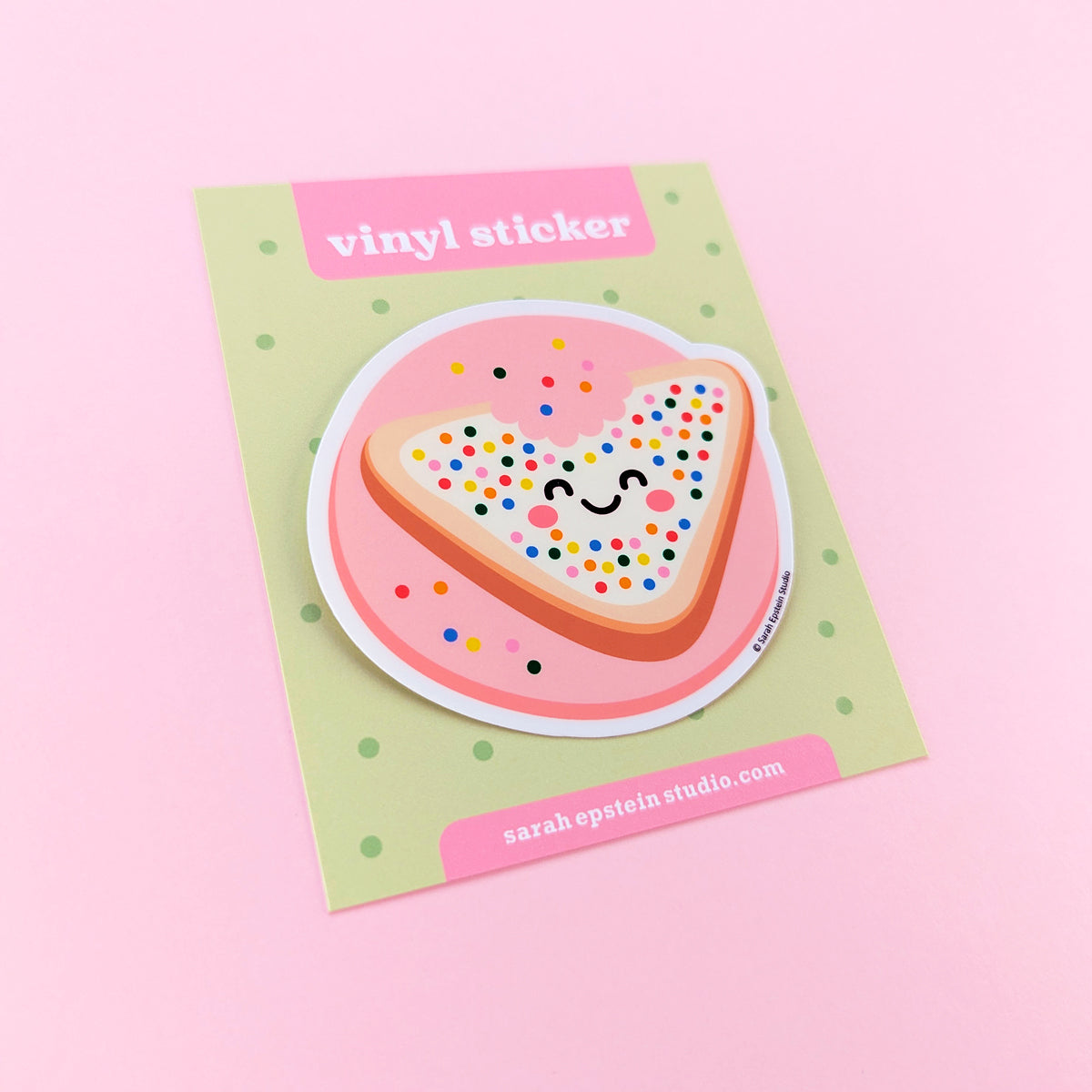 Kawaii fairy bread die-cut vinyl sticker by Sarah Epstein Studio.