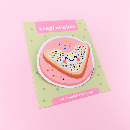 Kawaii fairy bread die-cut vinyl sticker by Sarah Epstein Studio.