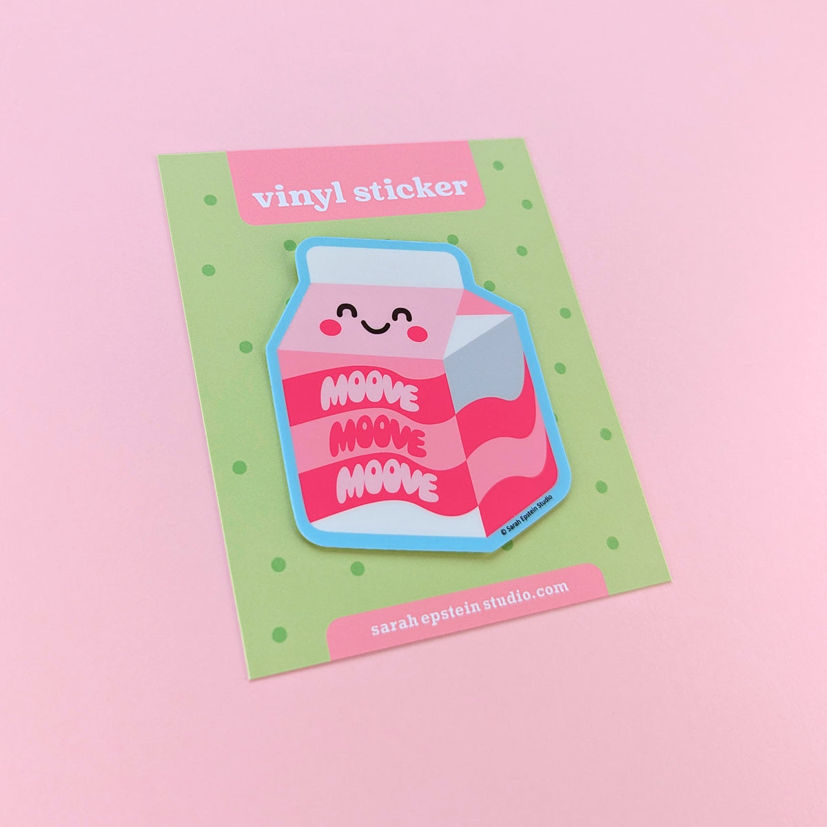 Kawaii Moove milk die-cut vinyl sticker by Sarah Epstein Studio.