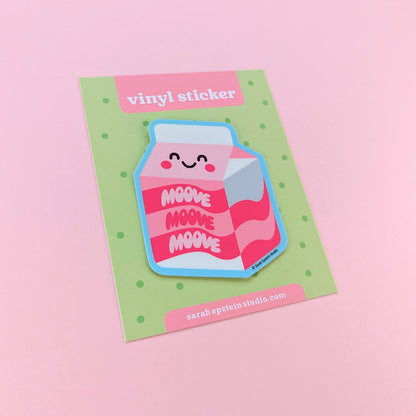 Kawaii Moove milk die-cut vinyl sticker by Sarah Epstein Studio.