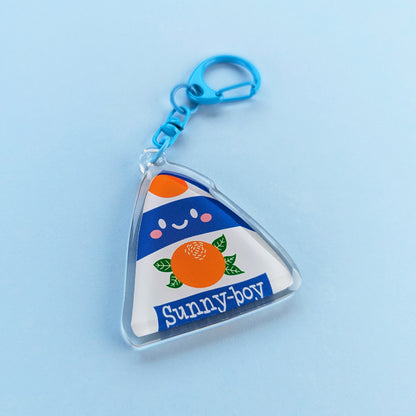 Kawaii Sunny Boy acrylic keychain by Sarah Epstein Studio.