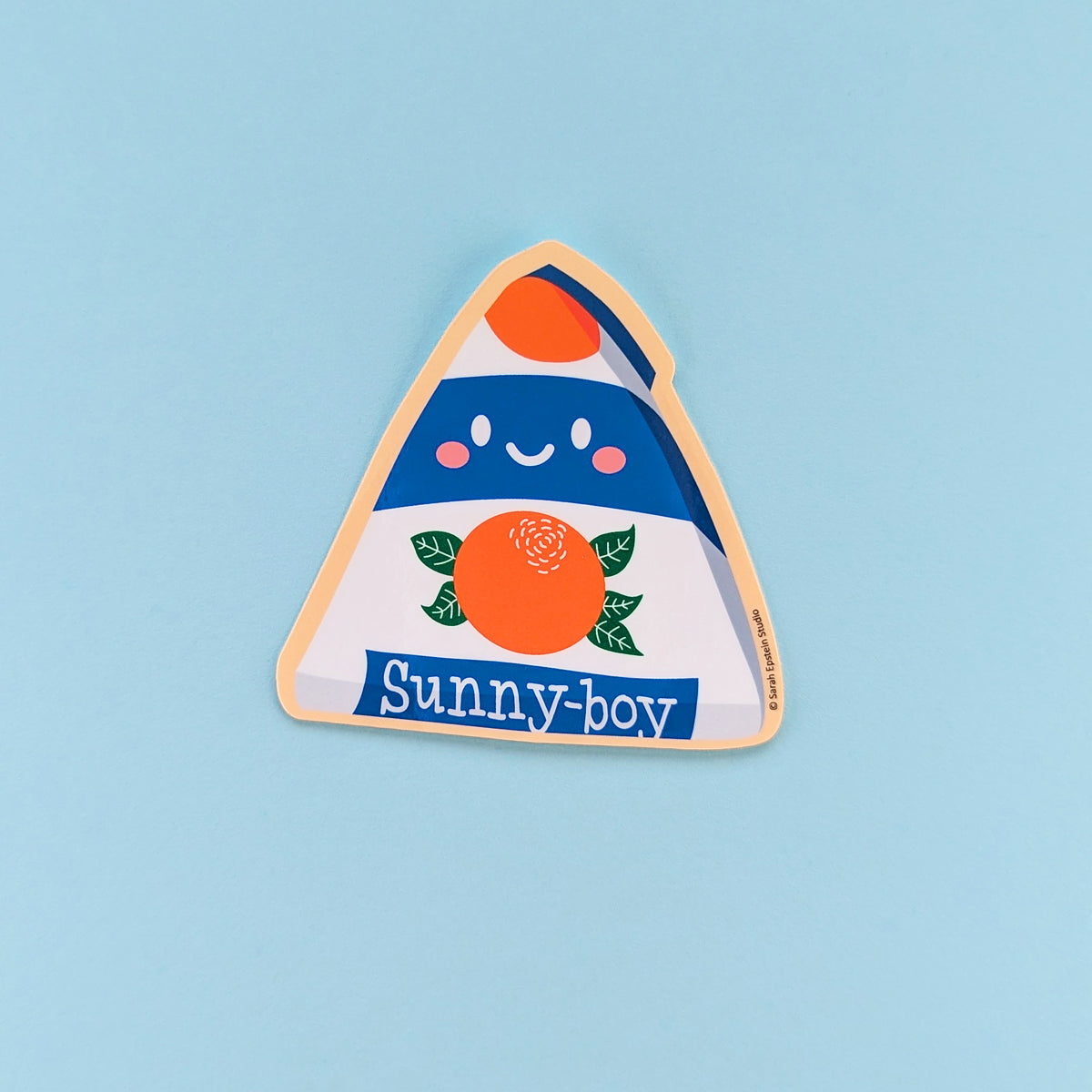 Kawaii Sunny Boy die-cut vinyl sticker by Sarah Epstein Studio.