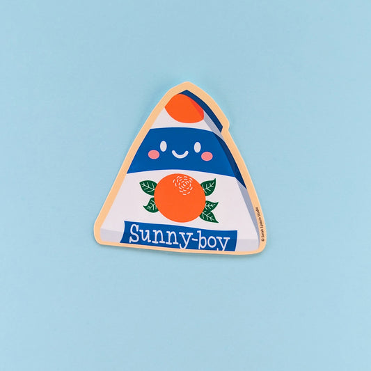 Kawaii Sunny Boy die-cut vinyl sticker by Sarah Epstein Studio.