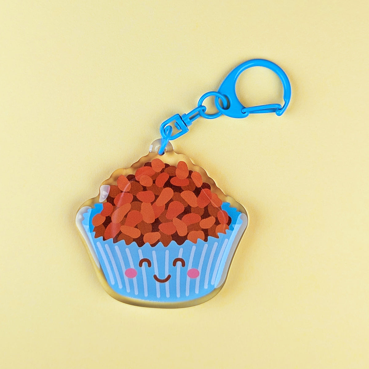 Kawaii chocolate crackle acrylic keychain by Sarah Epstein Studio.