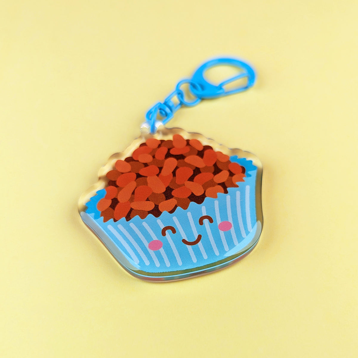 Kawaii chocolate crackle acrylic keychain by Sarah Epstein Studio.