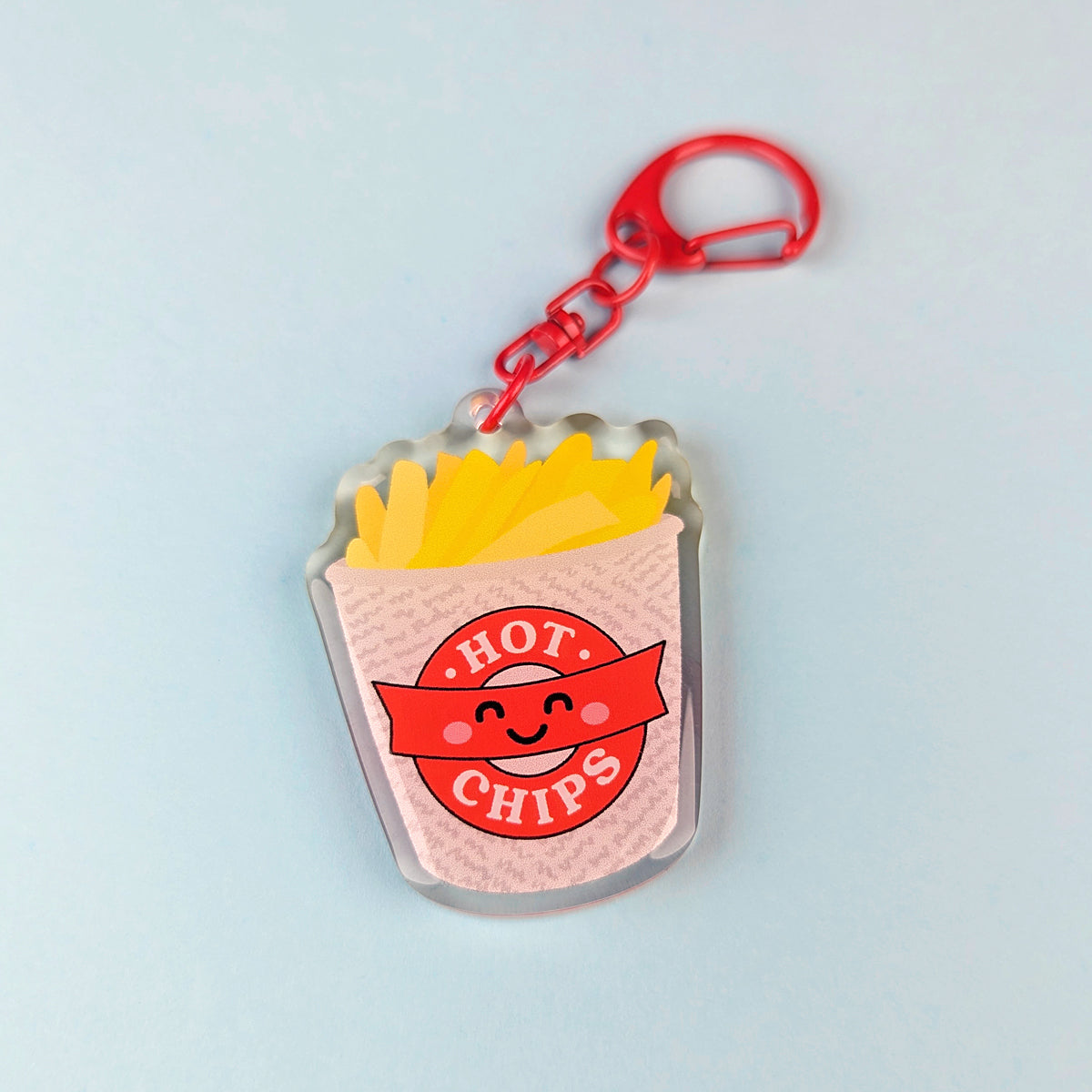 Kawaii hot chips acrylic keychain by Sarah Epstein Studio.