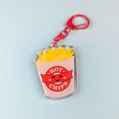 Kawaii hot chips acrylic keychain by Sarah Epstein Studio.