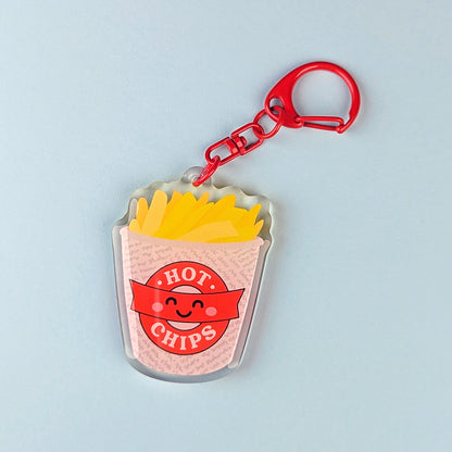 Kawaii hot chips acrylic keychain by Sarah Epstein Studio.