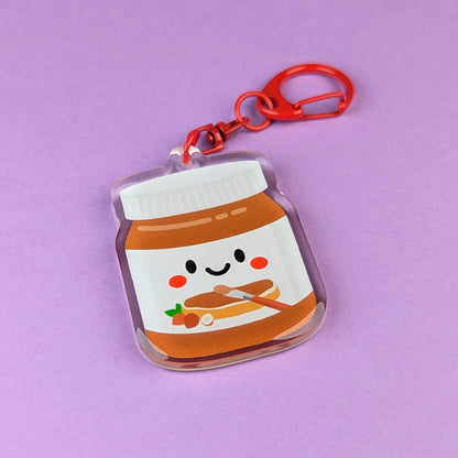 Kawaii Nutella acrylic keychain by Sarah Epstein Studio.