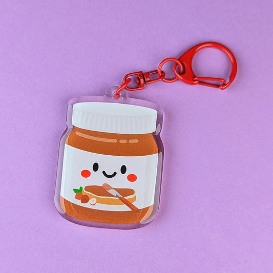 Kawaii Nutella acrylic keychain by Sarah Epstein Studio.