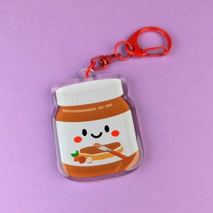 Kawaii Nutella acrylic keychain by Sarah Epstein Studio.