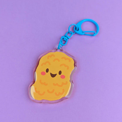 Kawaii Chicken Nugget acrylic keychain by Sarah Epstein Studio.