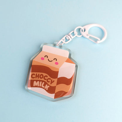 Kawaii Choccy Milk acrylic keychain by Sarah Epstein Studio.