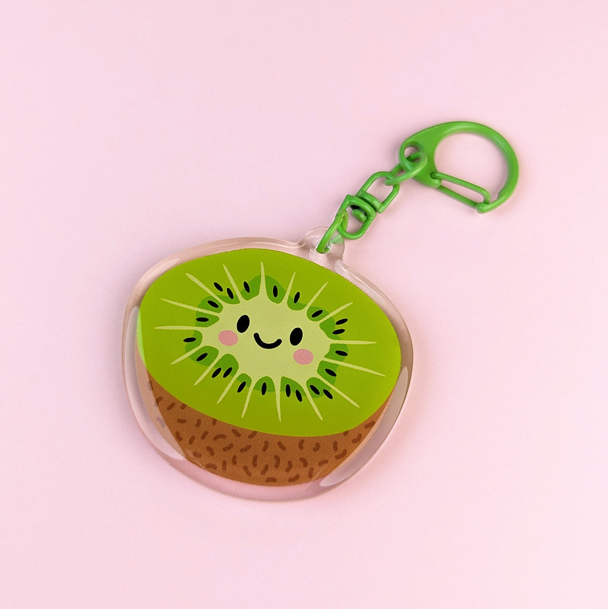 Kawaii Kiwi Fruit acrylic keychain by Sarah Epstein Studio.