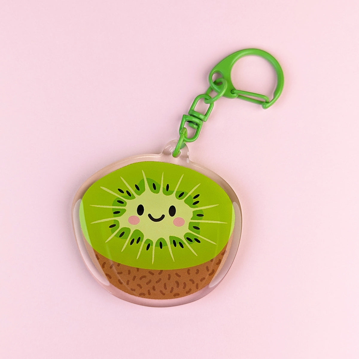 Kawaii Kiwi Fruit acrylic keychain by Sarah Epstein Studio.