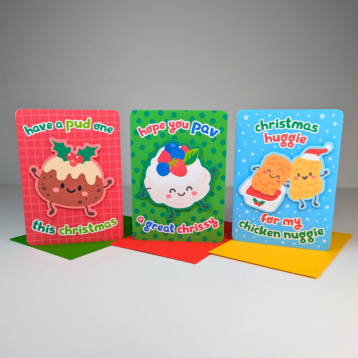2D Christmas greeting card designs by Sarah Epstein Studio.